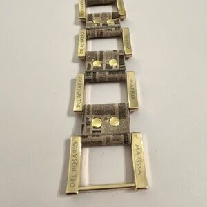 Marissa Del Rosario Gold-Tone & Taupe Leather Link Bracelet